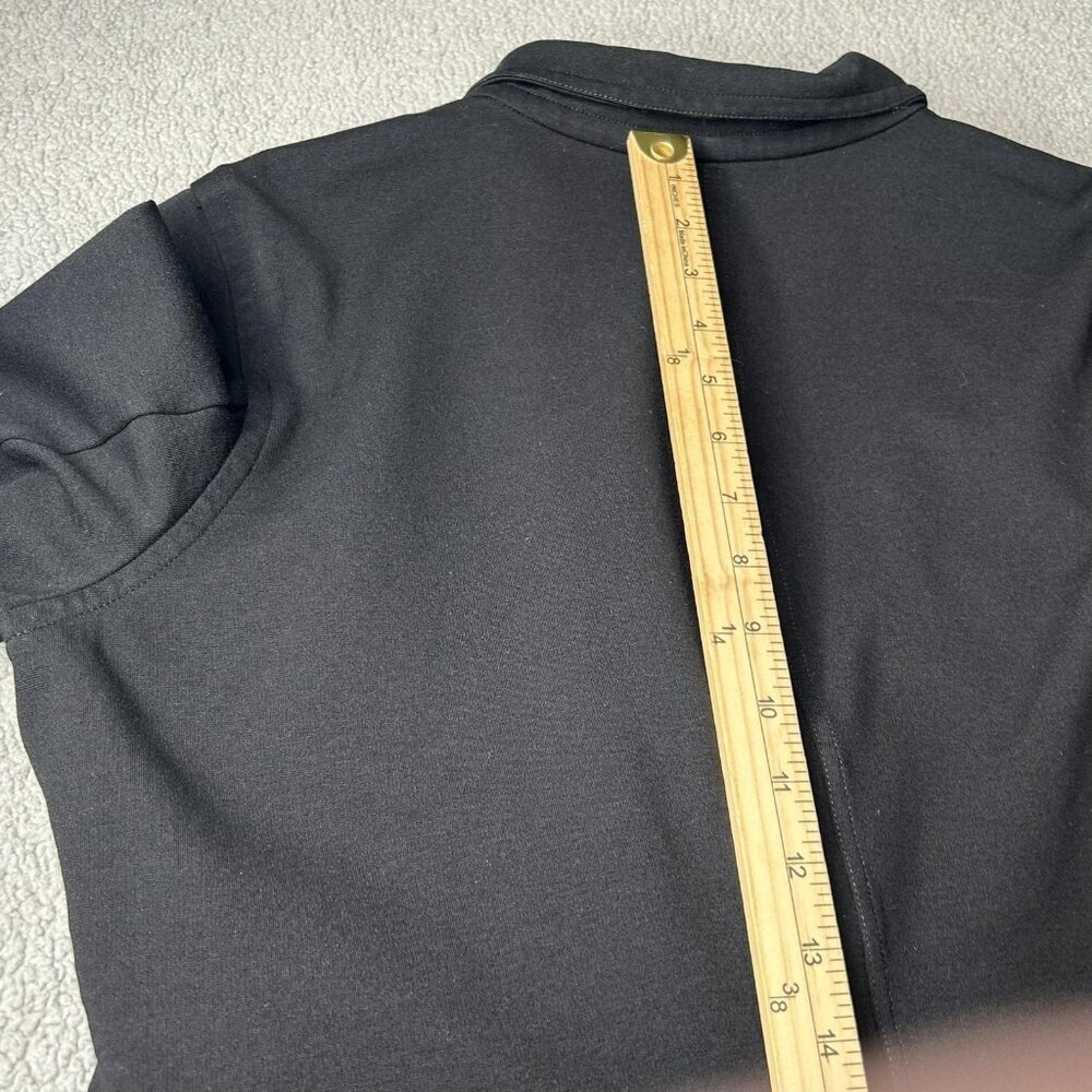Eileen Fisher Jacket Womens L Black Asymmetrical Zip Ponte Knit Moto Italian - Picture 10 of 11